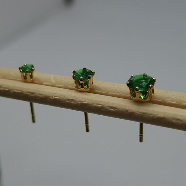Brinco Trio Redondo Zircônia Verde 4mm,5mm,6mm